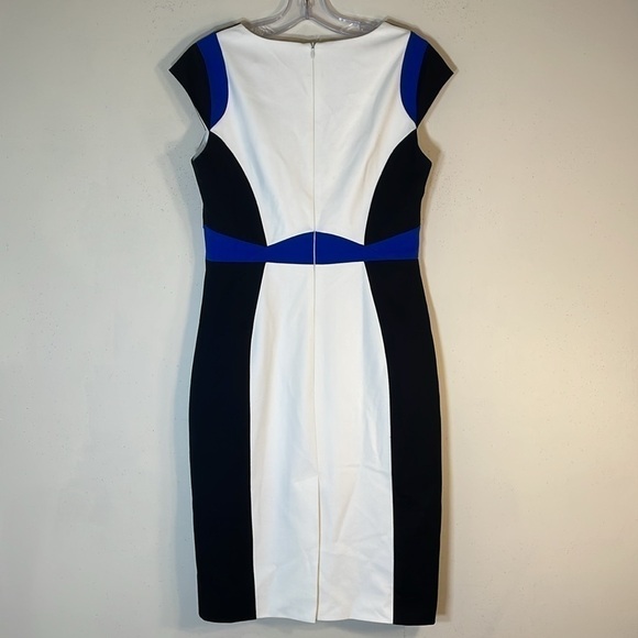 NWT. Karen Millen US 6 Color Block Patch Work Cap Sleeve Sheath Dress. - Picture 8 of 11